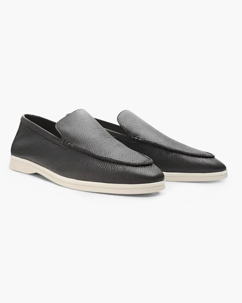 Oude geld koeienhuid leren loafers